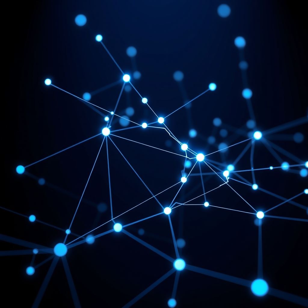 Abstract render of a glowing network of connected nodes, representing Ventara's trusted partnerships